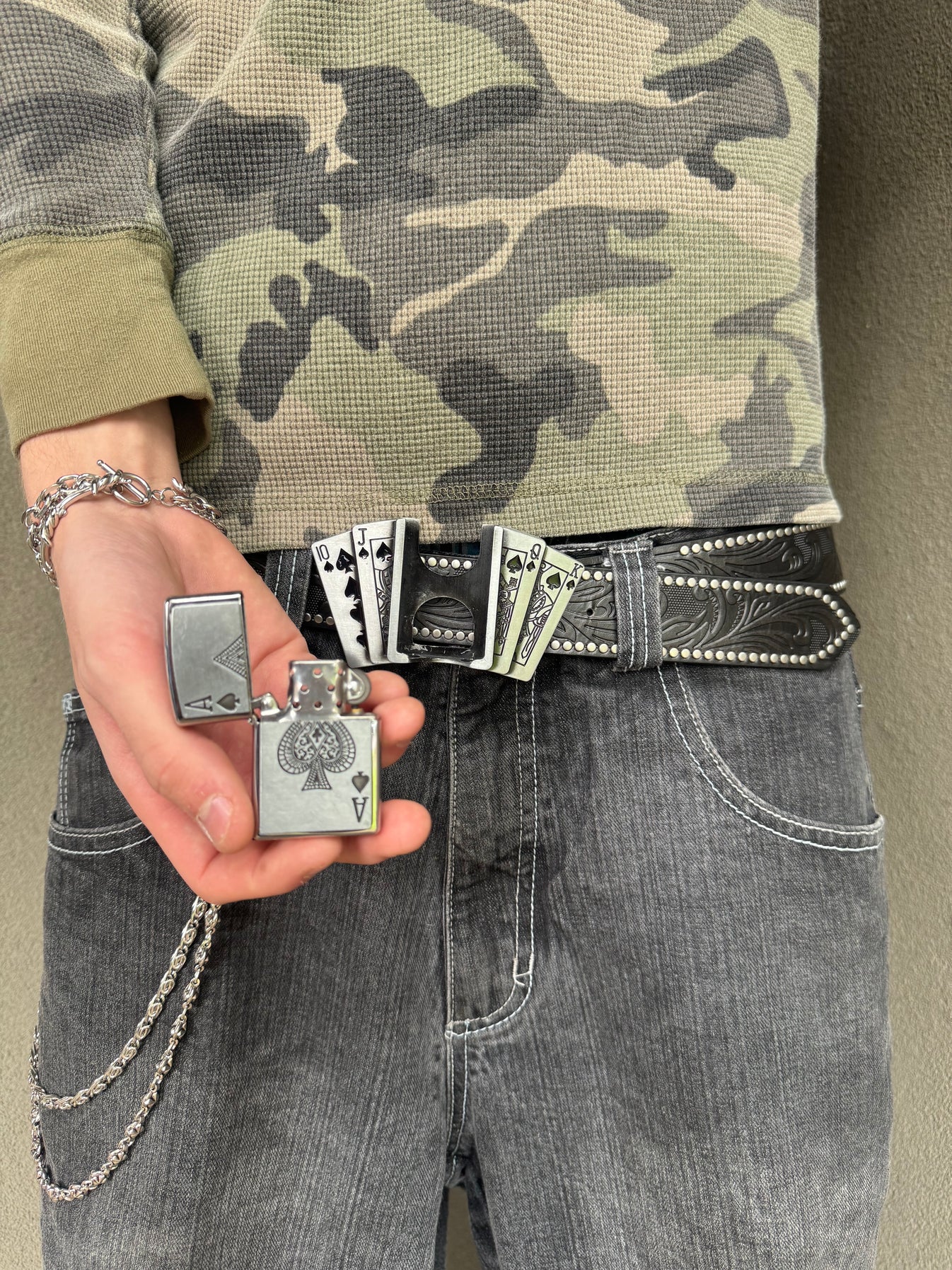 Playing Card Lighter Series Belt Buckle detail