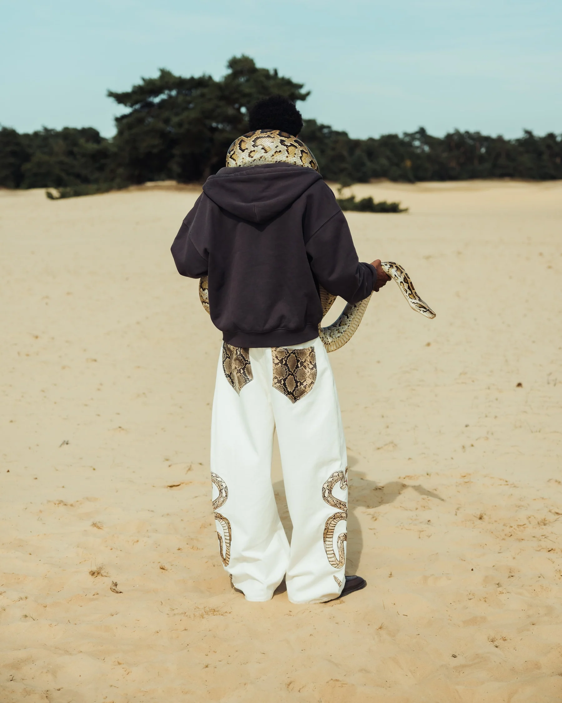 Serpent Embroidered Baggy Pants detail