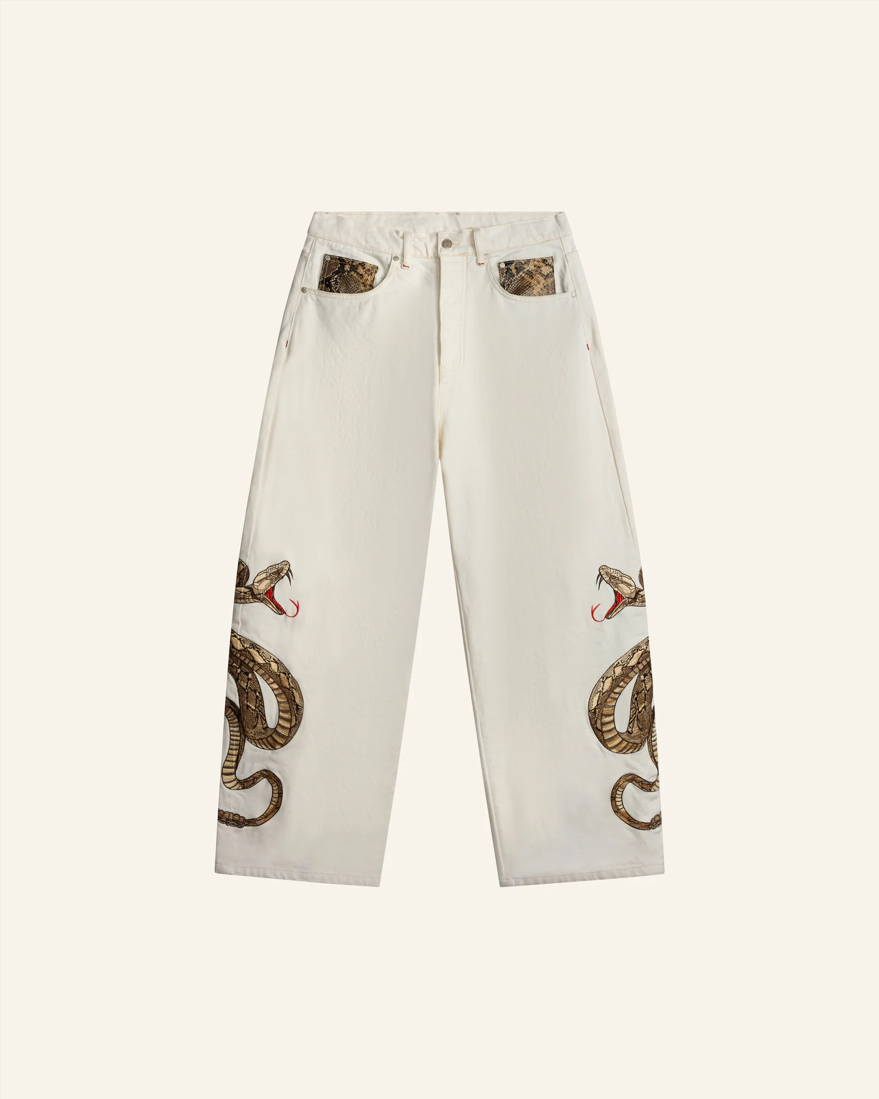Serpent Embroidered Baggy Pants detail