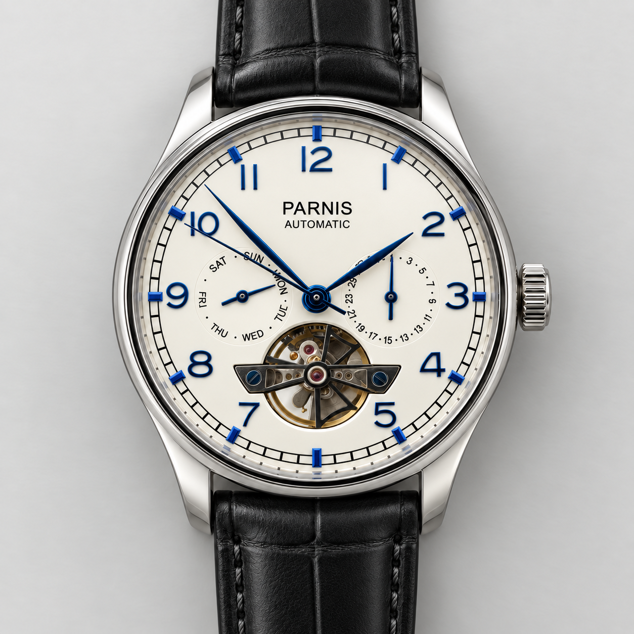 Parnis Automatic Open-Heart Watch detail