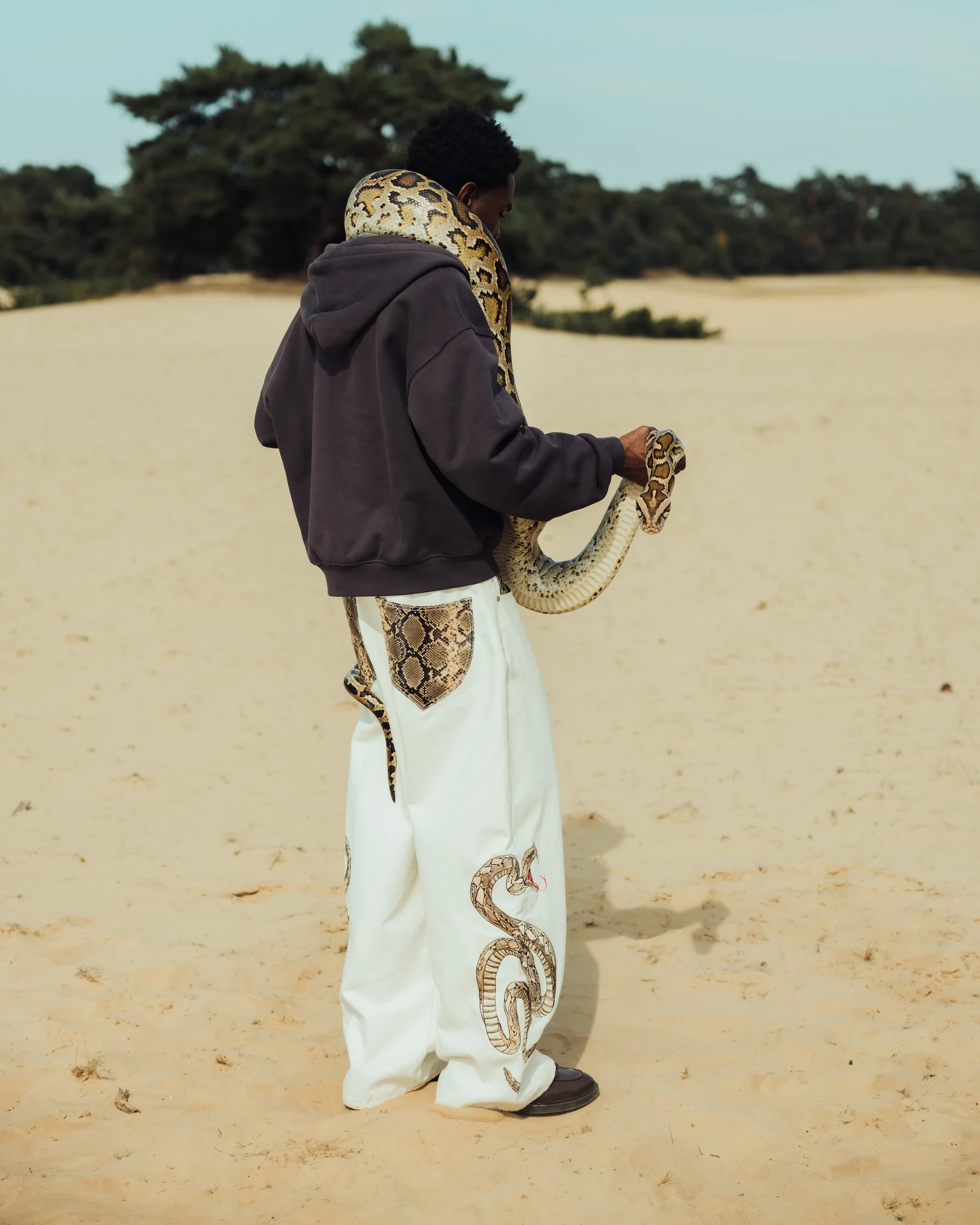 Embroidered Wolf Zip Up Hoodie detail